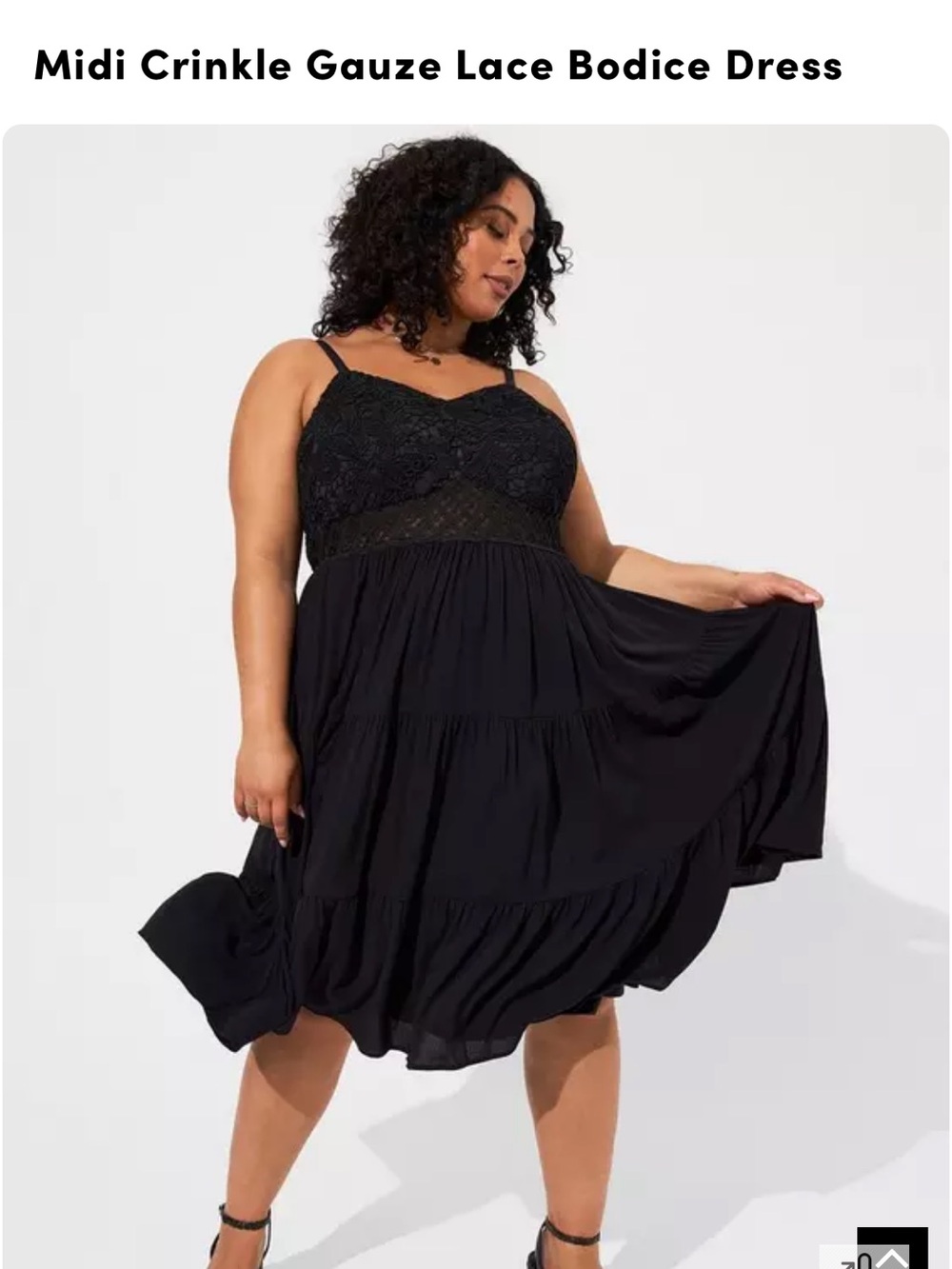 Midi Crinkle Gauze Lace Bodice Dress